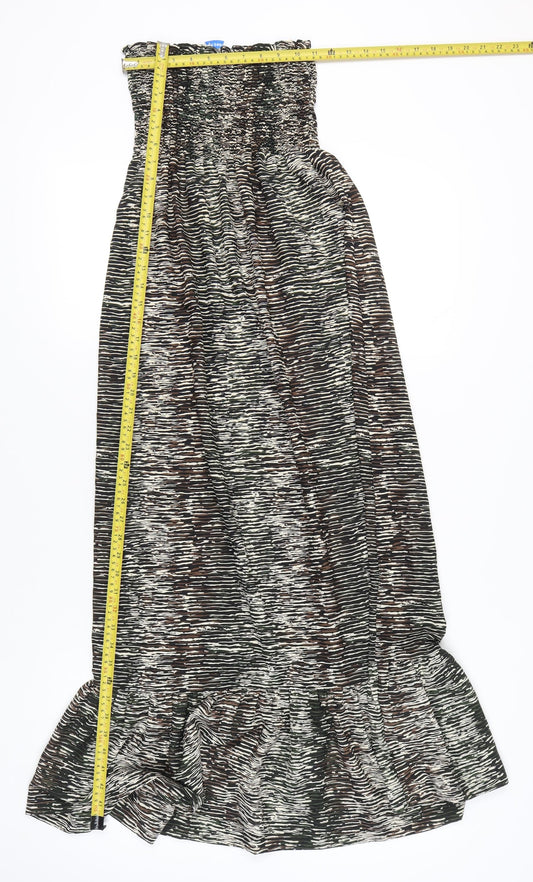 Papaya Women’s Multicoloured Strapless Midi Dress Size M Bohemian Ruffle