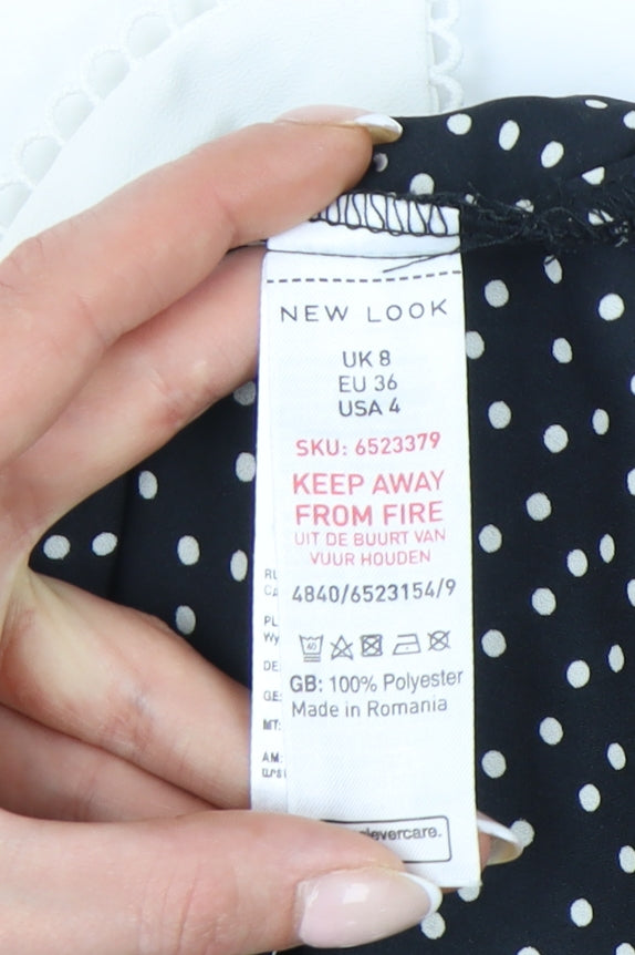 Womens UK Size 8 New Look Black Classic Blouse