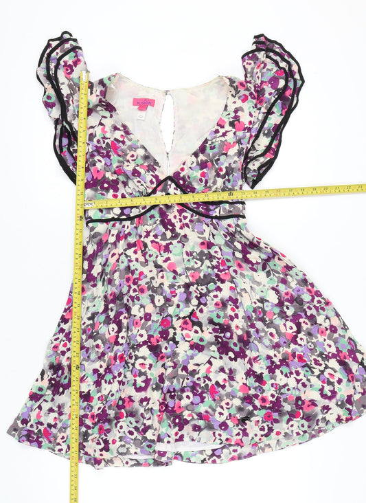 Monsoon Women’s Multicoloured Floral A-Line Short Dress Size 10