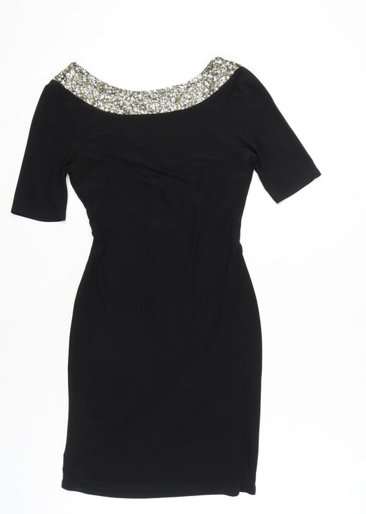 Different London Womens Black Sequin Bodycon Dress Size S
