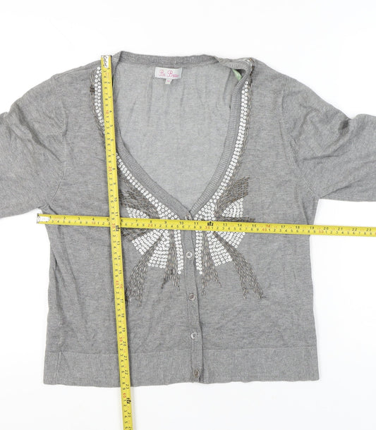 Be Beau Women’s Grey Sequin Cardigan Size 18 V-Neck Knit