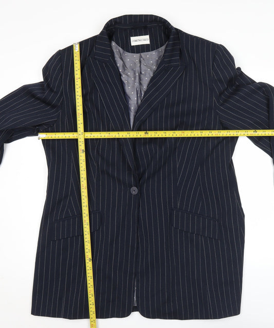 Long Tall Sally Womens Blue Pinstripe Suit Jacket Size 20