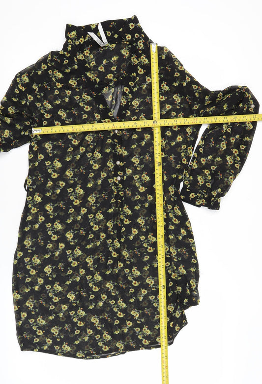 Atmosphere Women’s Black Floral Blouse Tunic Size 8 Long Sleeve