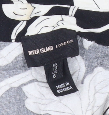 River Island Womens Black Floral Asymmetric Wrap Dress Size 10