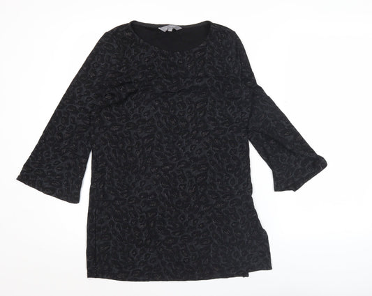 Additional front view of Principles Women’s Black Animal Print Shift Dress, size UK 10
