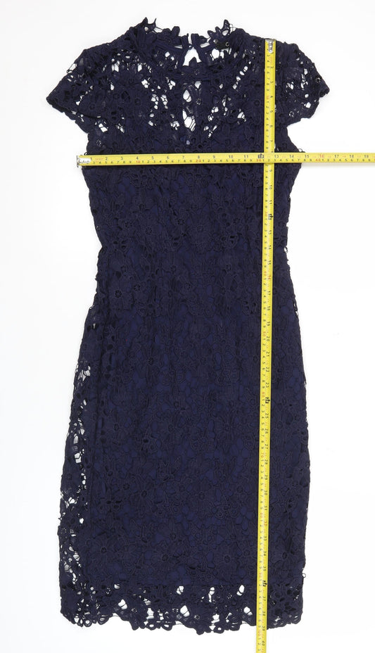 Quiz Women’s Blue Lace Sheath Knee Length Dress Size 10