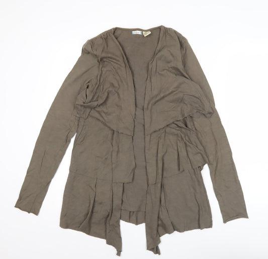 La Redoute Women’s Brown Cotton Ruffle Open Jacket Size 10