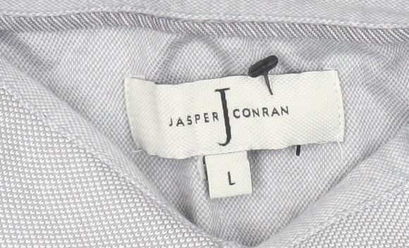 Jasper Conran Men's Grey Cotton Polo Shirt L Short Sleeve Casual