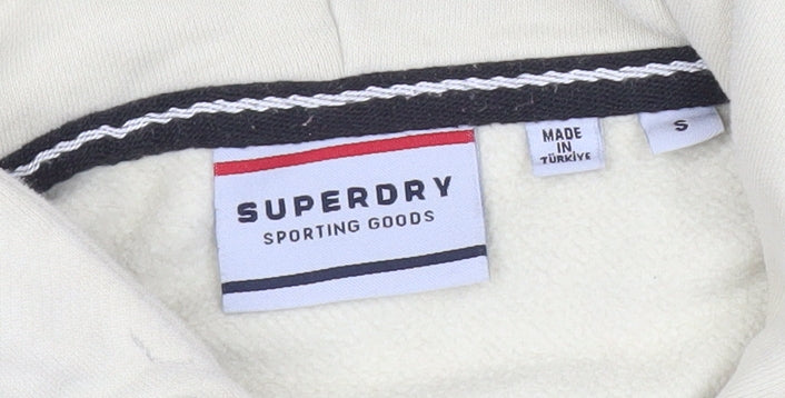 Superdry Mens Beige Pullover Hoodie S Regular Fit Logo Graphic