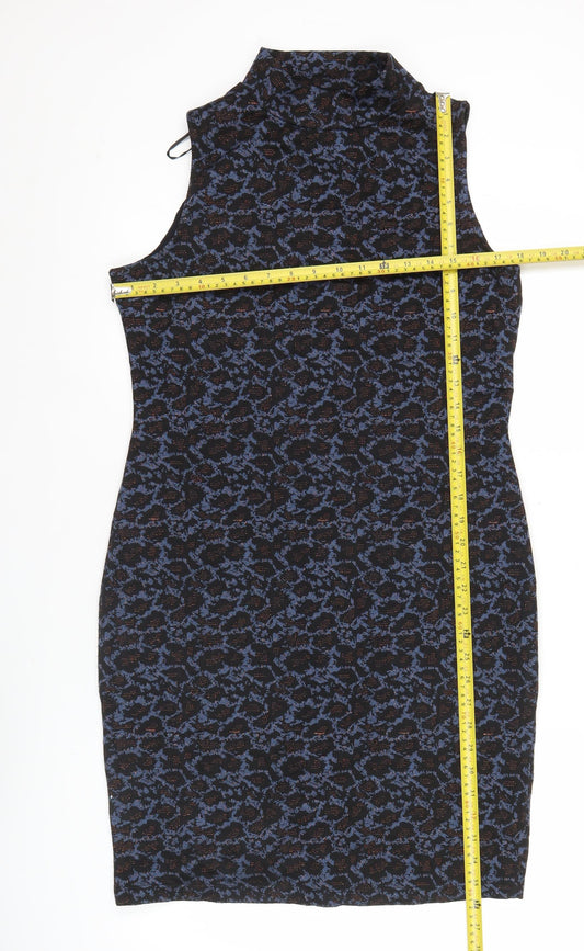 Next Women’s Black Blue Animal Print Sheath Dress Size 14