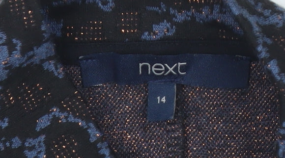 Next Women’s Black Blue Animal Print Sheath Dress Size 14