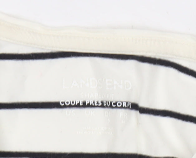 Womens UK Size M Lands' End White Basic T-Shirt
