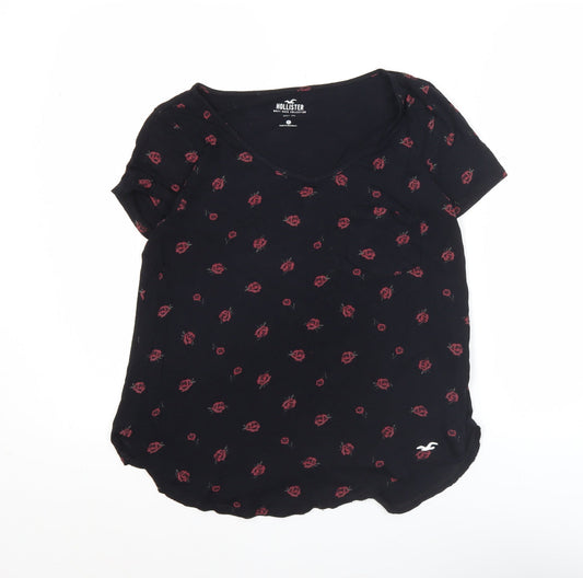 Womens UK Size XS Hollister Black Basic T-Shirt