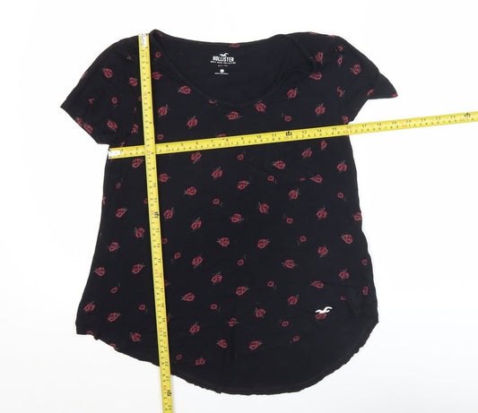 Womens UK Size XS Hollister Black Basic T-Shirt