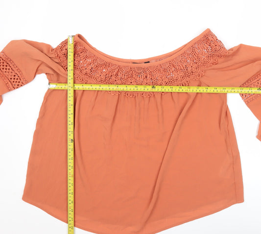 New Look Women’s Orange Crochet Off Shoulder Blouse UK 14
