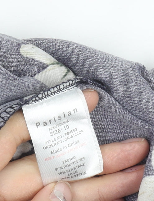 Parisian Womens Blue Floral Lace Trim Playsuit Size 10