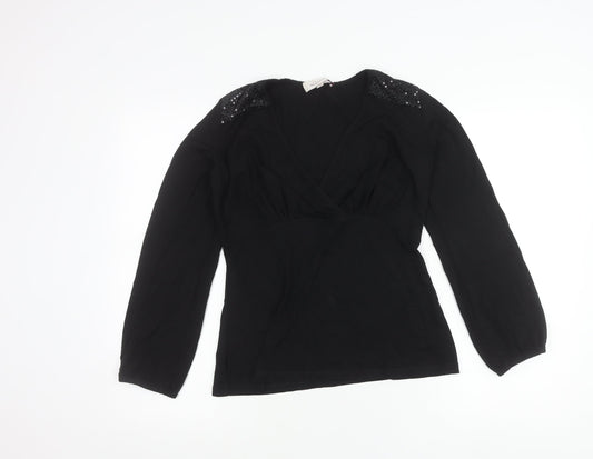 Womens UK Size 10 Bravissimo Black Wrap Blouse