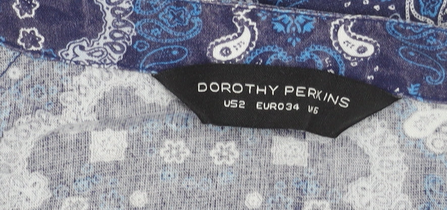 Womens UK Size 6 Dorothy Perkins Blue Tunic Blouse