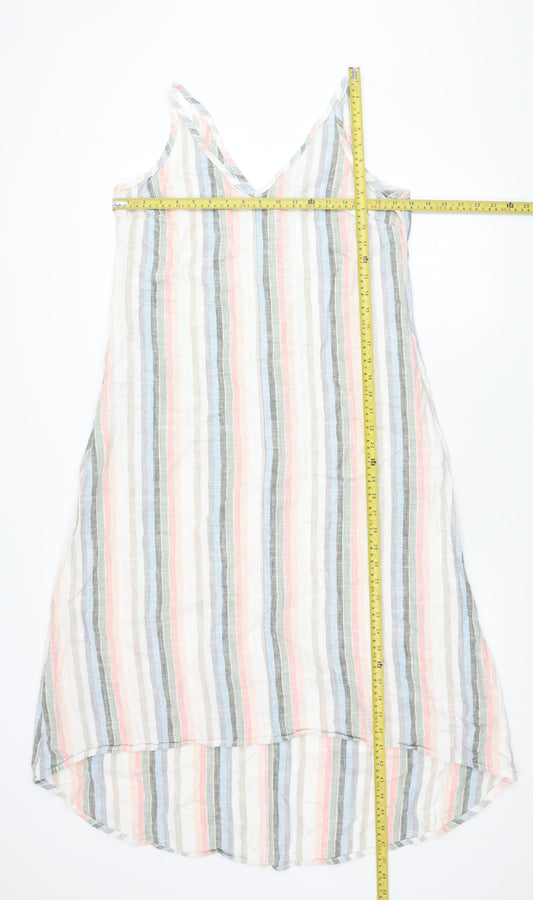 Next Women’s Multicoloured Stripe Linen Blend Shift Dress Size 14