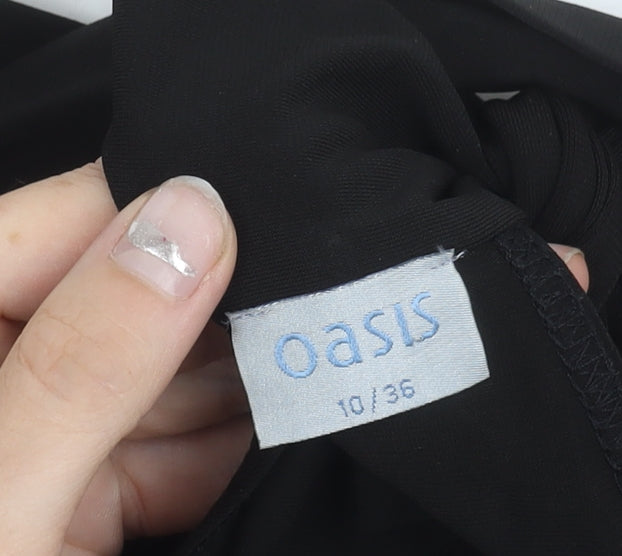 Oasis Womens Black Size 10 Sheath Dress Sleeveless Bow Formal