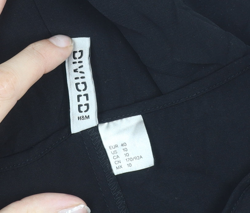 Womens UK Size 12 H&M Divided Black Basic T-Shirt