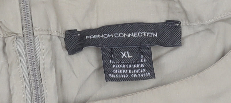 French Connection Womens XL Beige Brown Colourblock A-Line Long Dress