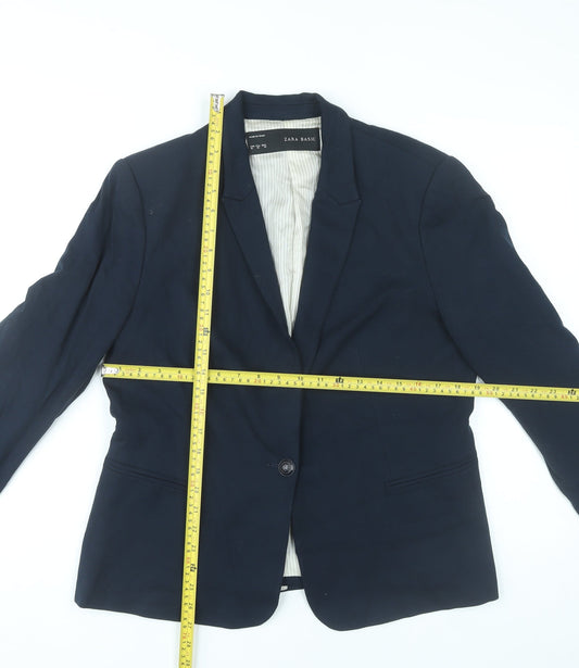 Zara Basic Women’s Blue XL Blazer Jacket One Button Tailored