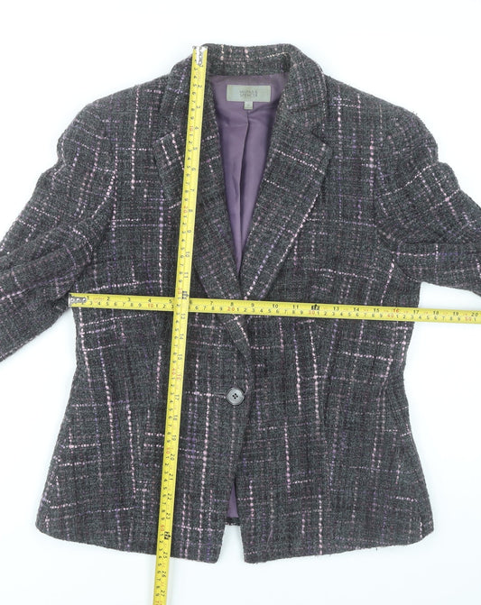 Marks & Spencer Womens Multicoloured Wool Tweed Blazer UK 12