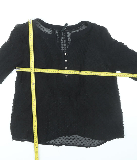 Womens UK Size 10 Mango Black Tunic Blouse