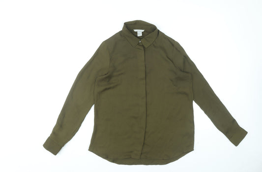 Womens UK Size 8 H&M Green Basic Button-Up