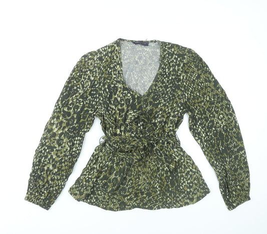 Womens UK Size 6 Marks and Spencer Green Wrap Blouse