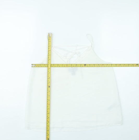 New Look Women White Size 10 Camisole Spaghetti Strap Tank Top