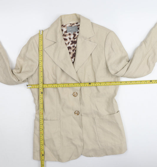 Marks and Spencer Women Beige Linen Blazer Jacket Size 10 Regular