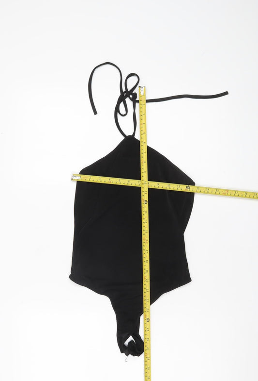 PrettyLittleThing Womens Black Halter Bodysuit Size 12 Slim Fit