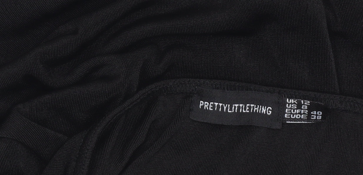 PrettyLittleThing Womens Black Halter Bodysuit Size 12 Slim Fit