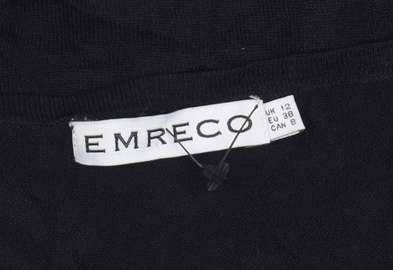 Womens UK Size 12 Emreco Black Tunic Blouse