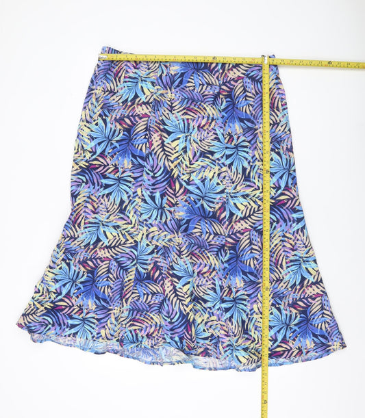 Isle Collection Womens Multicoloured A-Line Midi Skirt Size 18 Linen Blend