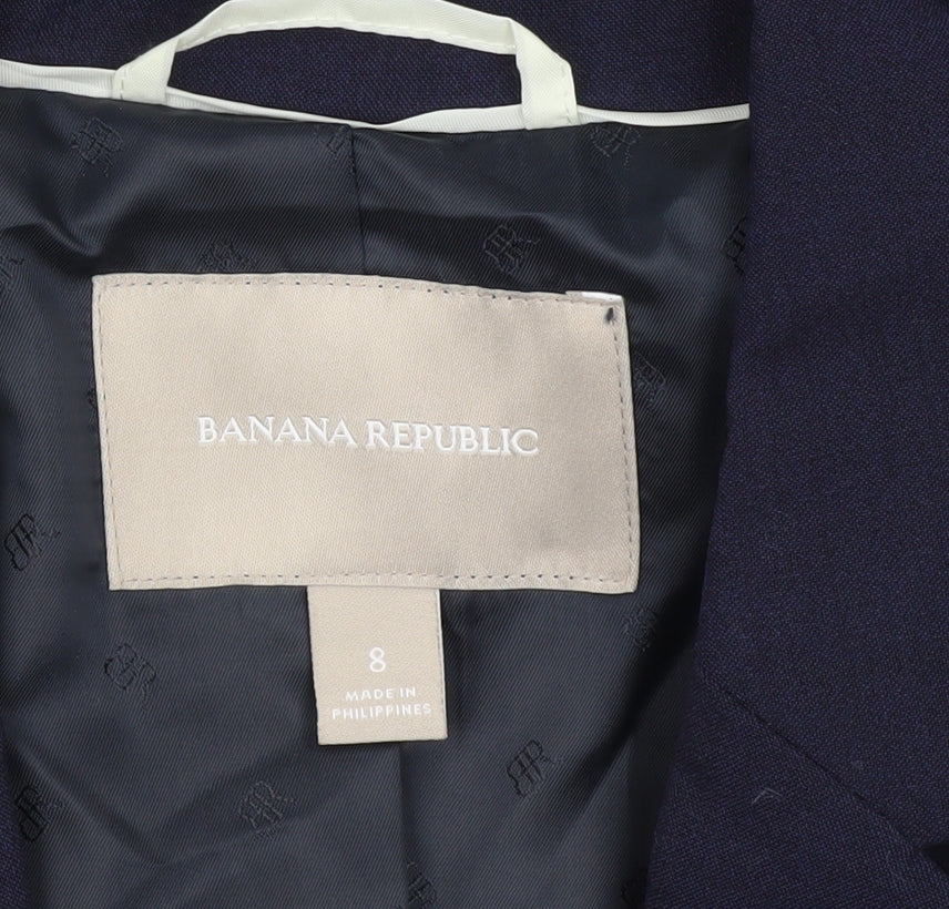 Banana Republic Women’s Blue Wool Blend Blazer Size 12 Two-Button Jacket