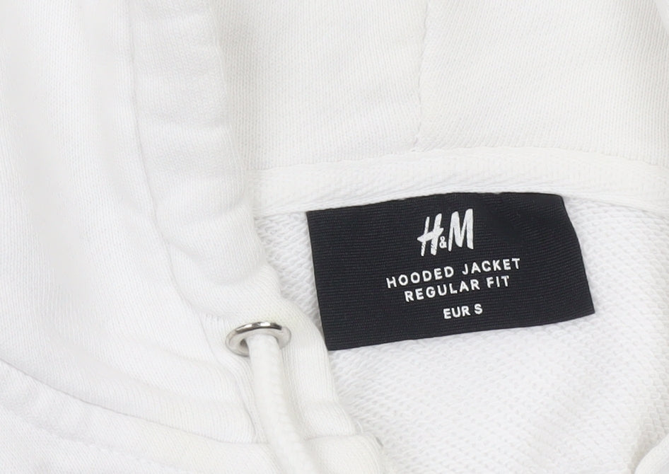 Mens UK Size S H&M White Full Zip Hoodie