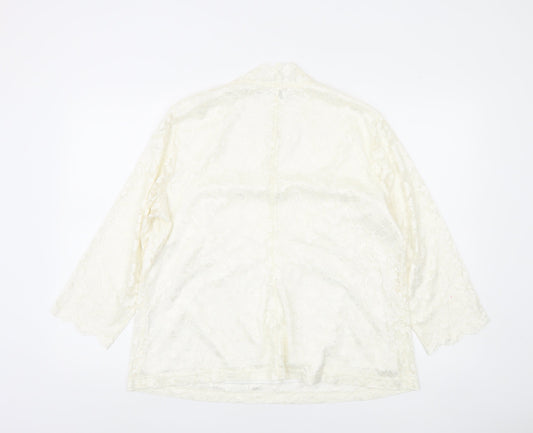 Nightingales Women’s Ivory Lace Blouse UK 22 Long Sleeve Tunic
