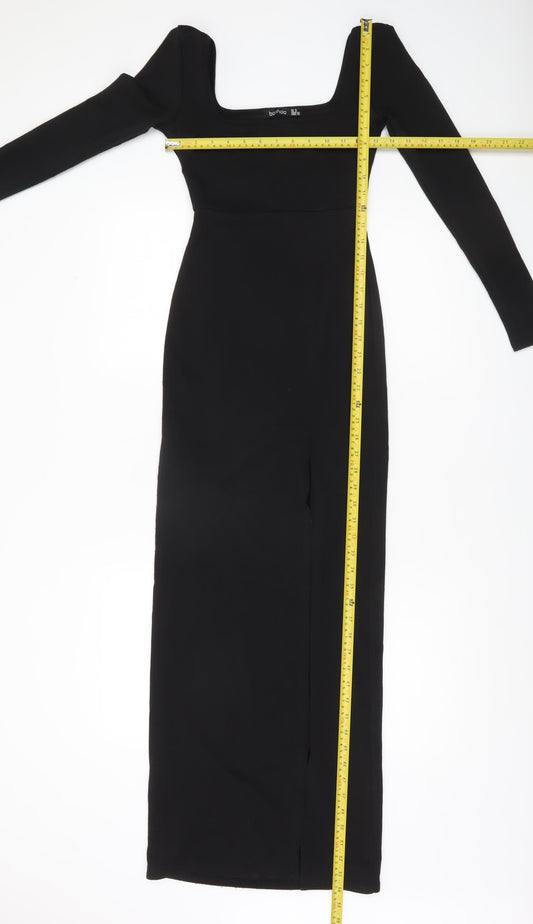 Boohoo Women’s Black Long Sleeve Bodycon Maxi Dress UK 6