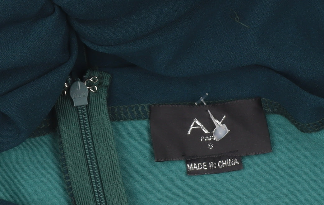 AX Paris Women’s Green Bodycon Ruched Asymmetric Dress Size 8