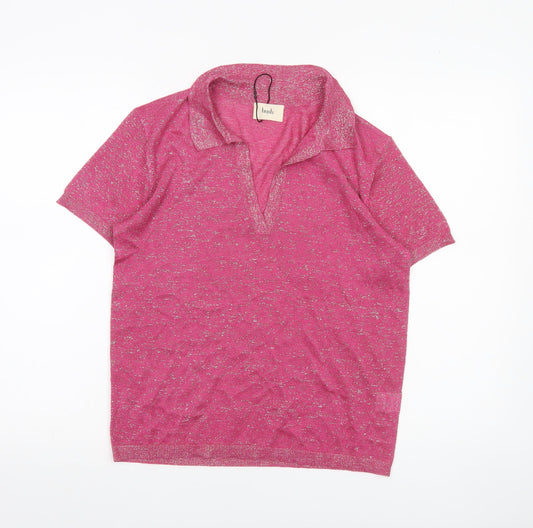 Womens UK Size S Hush Pink Basic Polo