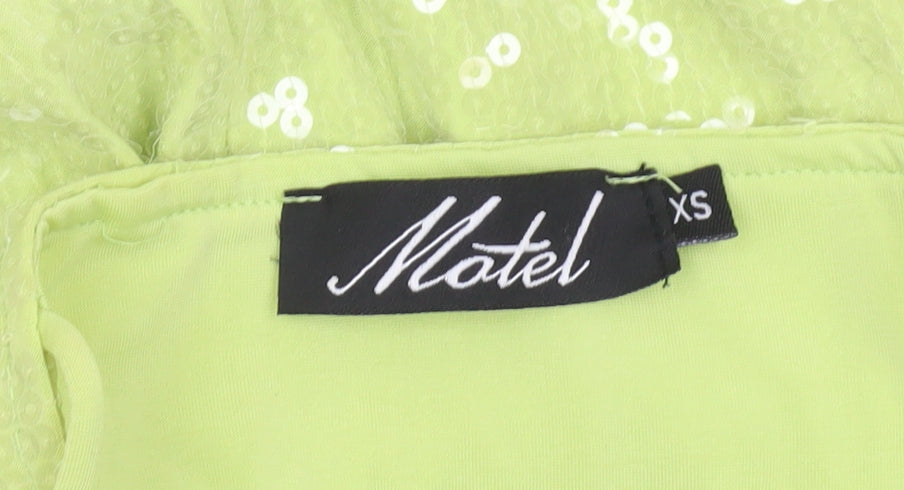 Motel Womens Green Sequin Playsuit XS Slim Fit Summer Party