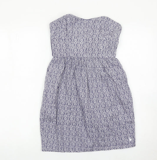 Jack Wills Women’s Blue Strapless Cotton Dress UK 8 Knee Length