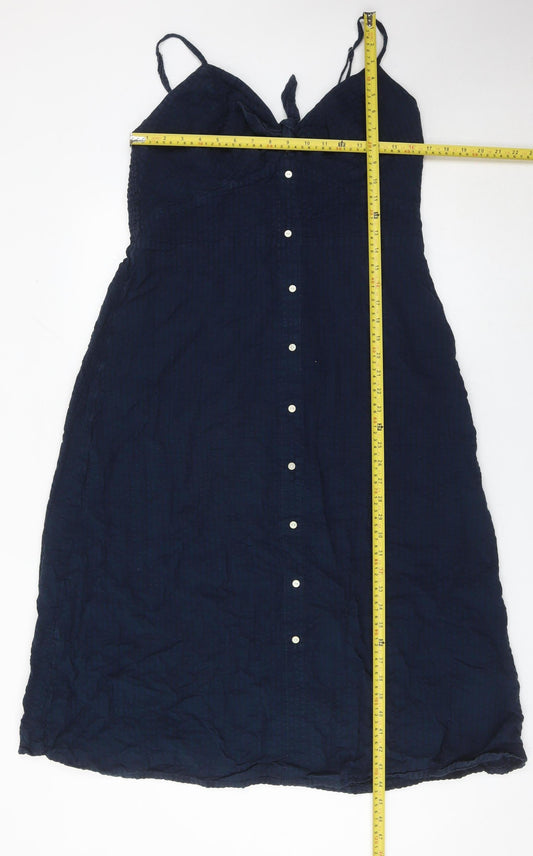 Dorothy Perkins Women Blue Size 18 Cotton Sleeveless Button Slip Dress