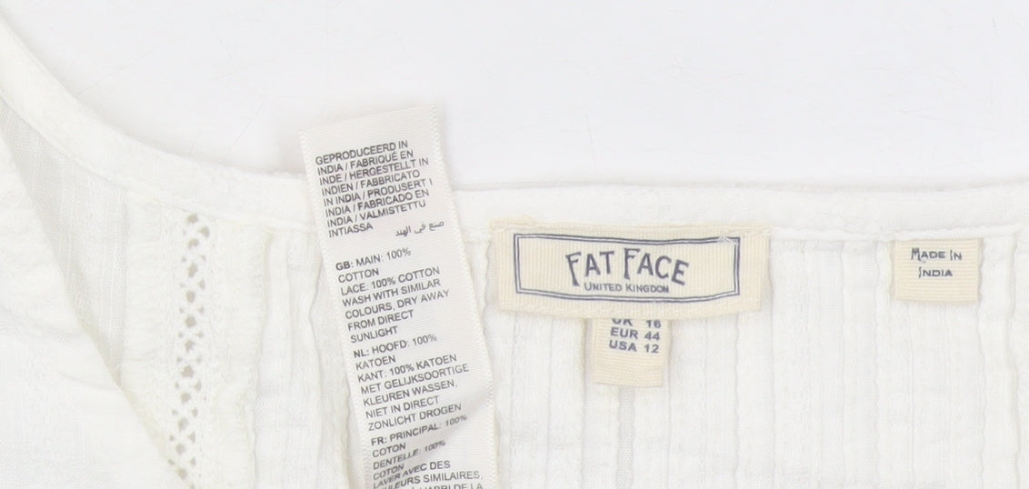 Womens UK Size 16 Fat Face White Tunic Blouse