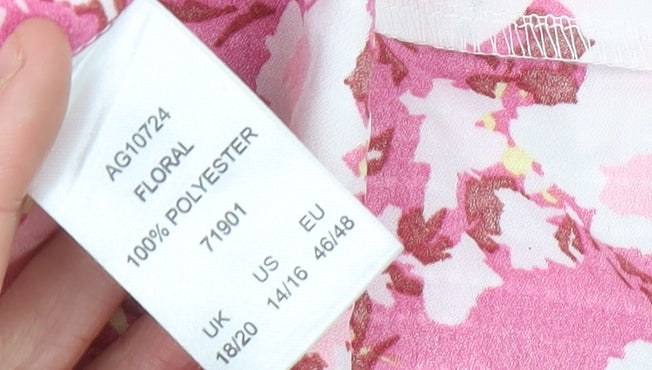 Cotton Traders Women’s Pink Floral Shift Dress Size 18/20 Sleeveless