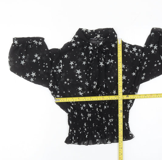 Atmosphere Womens Black Star Print Blouse Size 10 Balloon Sleeve Tunic