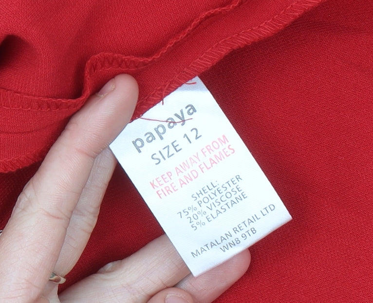 Papaya Women’s Red Fit & Flare Sleeveless Knee Length Dress Size 12